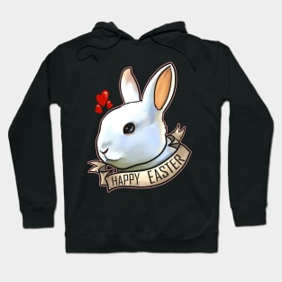 Realistic Happy Easter Bunny Head With Hearts On Easter Hoodie